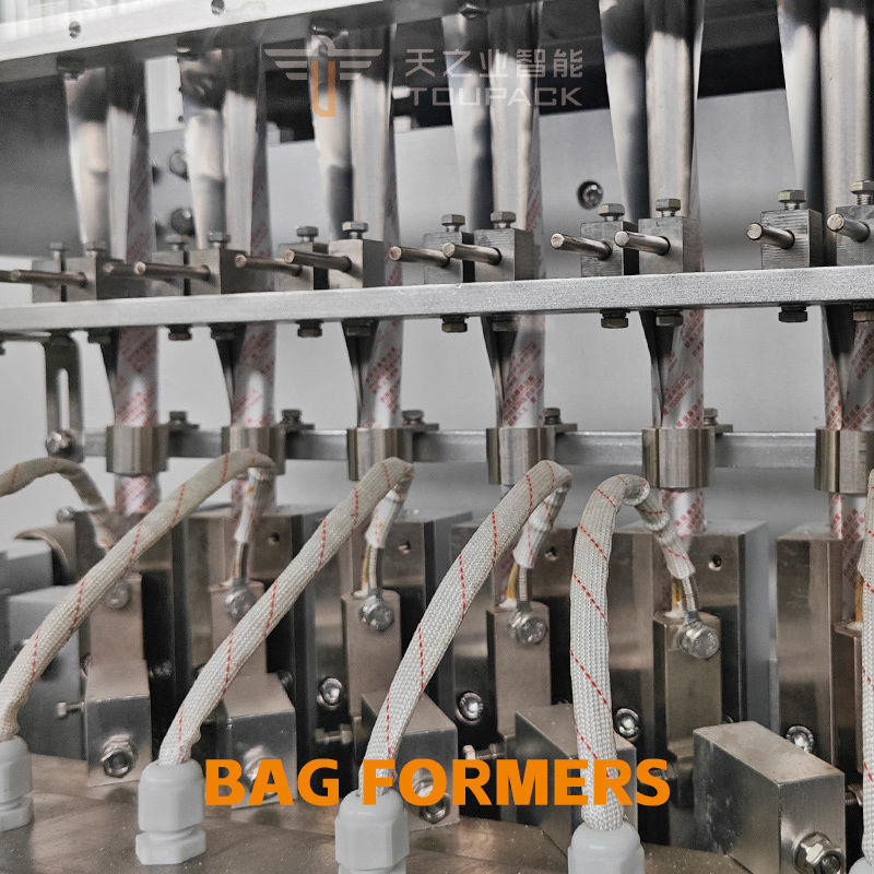 সম্পূর্ণ স্বয়ংক্রিয় ভিএফএস কেচপ প্যাকিং এবং ফিলিং মেশিন মাল্টি ট্র্যাক উল্লম্ব 4 পক্ষের সীল স্যাচেট টমেটো সস প্যাকিং মেশিন