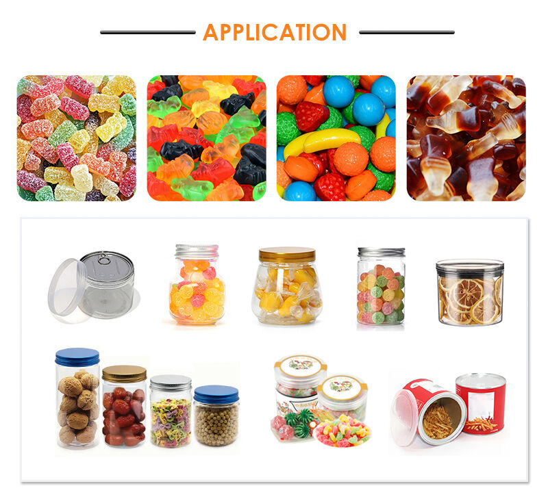 সিই ফ্যাক্টরি কাস্টমাইজেবল স্বয়ংক্রিয় চিপস ক্যান্ডি ফিলিং এবং সিলিং প্রোডাকশন লাইন স্ন্যাক প্যাকেজিং মেশিন জার/বোতল/ক্যানের জন্য