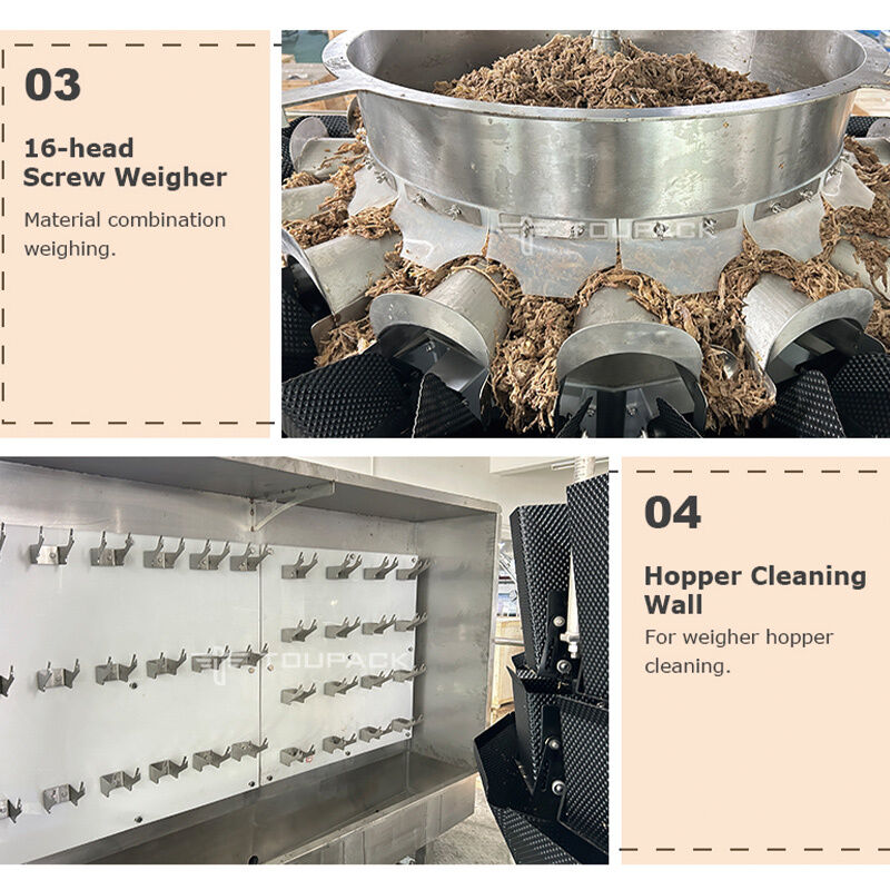 অটোমেটিক ট্রে প্যাকেজিং লাইন সঙ্গে স্ক্রু খাওয়ানো মাল্টিহেড ওজন মাংস, সালাদ এবং প্রস্তুত খাবার জন্য