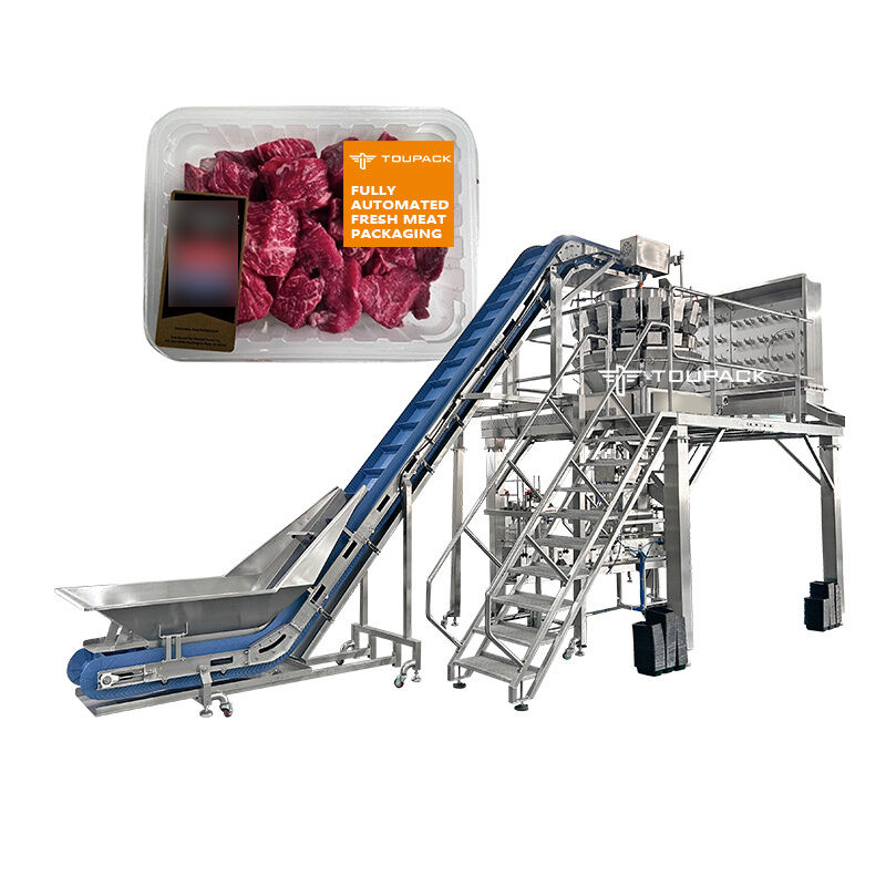 রেডি ফুড প্যাকেজিং মেশিন স্ক্রু ওয়েজার ট্রে প্যাকেজিং লাইন সঙ্গে স্ক্রু খাওয়ানো মাল্টিহেড ওয়েজার