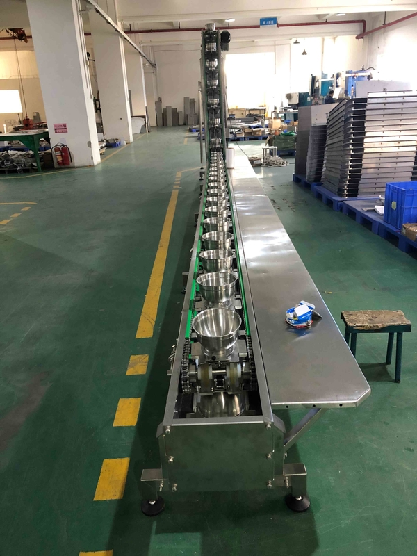 0.75KW পিকল প্যাকেজিং মেশিন প্যাচ ব্লকের জন্য পরিমাপযোগ্য খাদ্য নিরাপদ বাউল টাইপ টিপলার কনভেয়ার